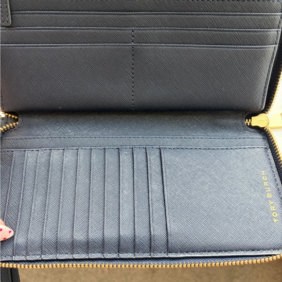 Tory Burch Dark Blue Wristlet with Gold Accents - Picture 2 of 2